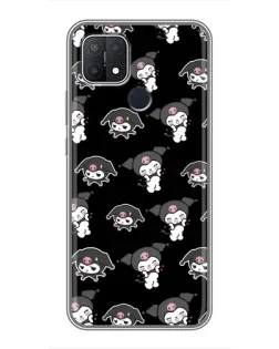 Чехол для OPPO A15s с картинкой «Черный паттерн Kuromi»