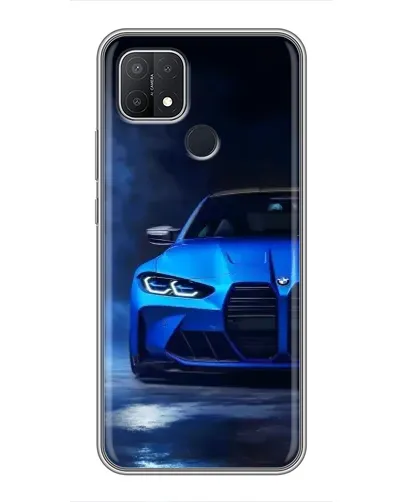 Чехол для OPPO A15s с картинкой «Голубая BMW M4»