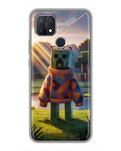 Чехол для OPPO A15s с картинкой «Крипер в свитере»