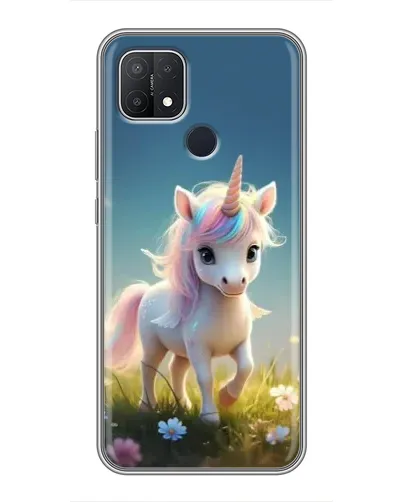 Чехол для OPPO A15s с картинкой «Единорог на поляне»
