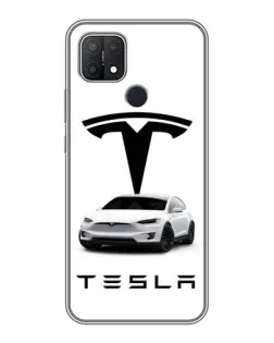 Чехол для OPPO A15s с картинкой «Tesla White Style»