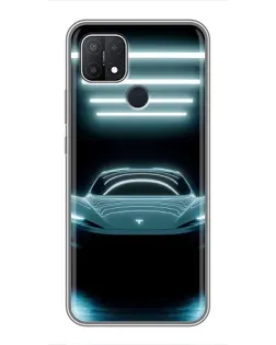 Чехол для OPPO A15s с картинкой «Tesla в неоне»