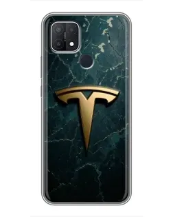 Чехол для OPPO A15s с картинкой «Мраморная Tesla Gold»