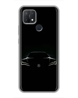 Чехол для OPPO A15s с картинкой «Mercedes — силуэт авто» Чехол для OPPO A15s с картинкой «Mercedes — силуэт авто»
