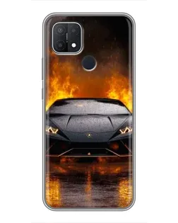 Чехол для OPPO A15s с картинкой «Lamborghini в огне»