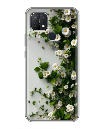 Чехол для OPPO A15s с картинкой «Ветка мелких белых цветов»