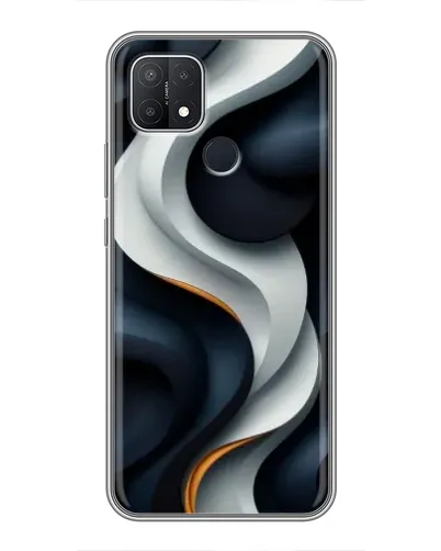 Чехол для OPPO A15s с картинкой «Объемные черно-белые ленты» Чехол для OPPO A15s с картинкой «Объемные черно-белые ленты»