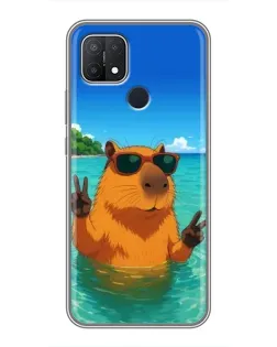 Чехол для OPPO A15s с картинкой «Морская капибара»