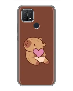 Чехол для OPPO A15s с картинкой «Капибара с сердцем»
