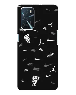 Чехол для OPPO A16 с картинкой «Nike Black Pattern»