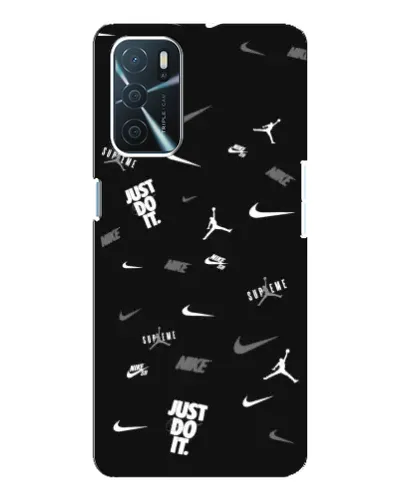 Чехол для OPPO A16 с картинкой «Nike Black Pattern»