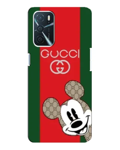 Чехол для OPPO A16 с картинкой «Gucci — полосы и Микки»