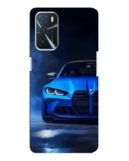 Чехол для OPPO A16 с картинкой «Голубая BMW M4»
