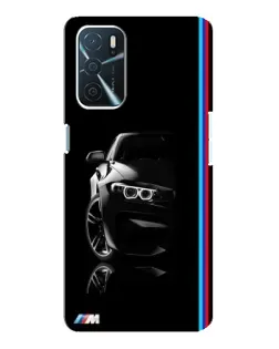 Чехол для OPPO A16 с картинкой «Силуэт BMW в темноте»