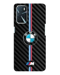 Чехол для OPPO A16 с картинкой «Эмблема BMW и карбон»