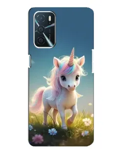 Чехол для OPPO A16 с картинкой «Единорог на поляне»