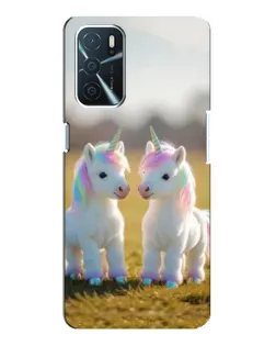 Чехол для OPPO A16 с картинкой «Пара единорогов»