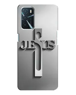 Чехол для OPPO A16 с картинкой «Металлический крест Jesus»