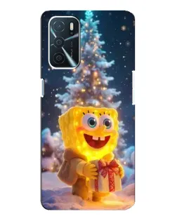 Чехол для OPPO A16 с картинкой «Рождественский Спанч Боб»