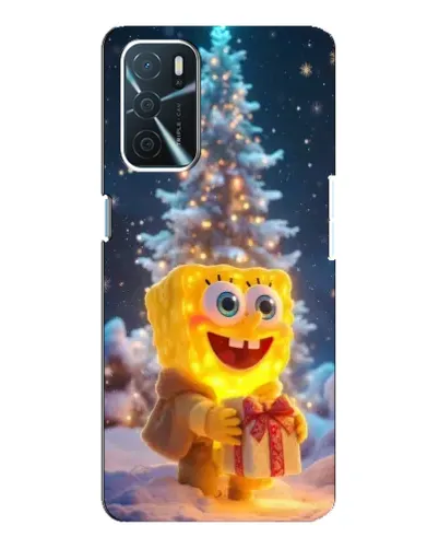 Чехол для OPPO A16 с картинкой «Рождественский Спанч Боб»