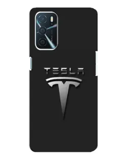 Чохол для OPPO A16 з картинкою «Сталевий логотип Tesla»