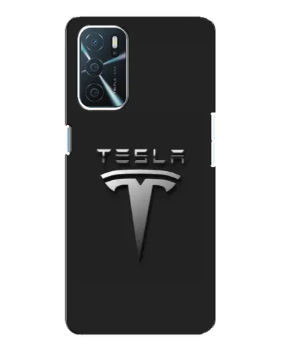 Чохол для OPPO A16 з картинкою «Сталевий логотип Tesla»