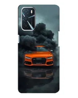 Чехол для OPPO A16 с картинкой «Audi в облаках дыма»