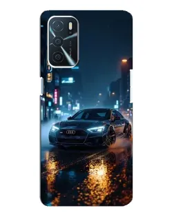 Чехол для OPPO A16 с картинкой «Ночной город и Audi»