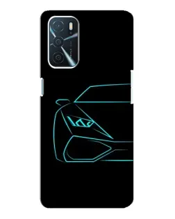 Чехол для OPPO A16 с картинкой «Голубой силуэт Lamborghini»