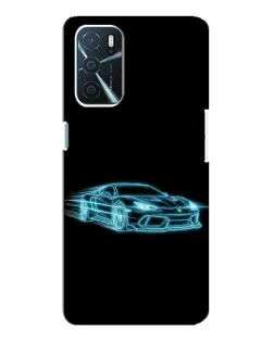 Чехол для OPPO A16 с картинкой «Неоновый контур Lamborghini»