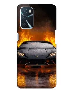 Чехол для OPPO A16 с картинкой «Lamborghini в огне»