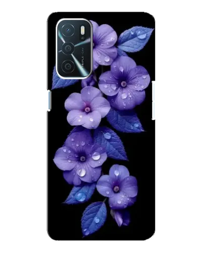 Чохол для OPPO A16 з картинкою «Фіолетові квіти з росою»
