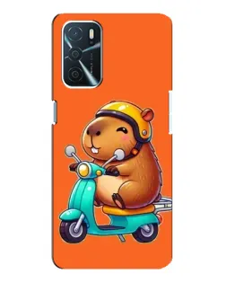 Чехол для OPPO A16 с картинкой «Капибара на скутере»