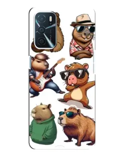 Чехол для OPPO A16 с картинкой «Крутые капибары музыканты»