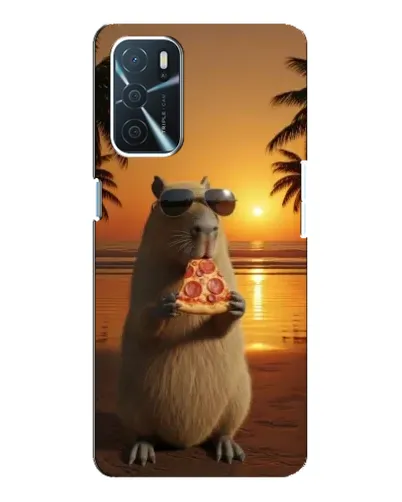 Чехол для OPPO A16 с картинкой «Капибара с пиццей»