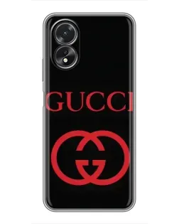 Чехол для OPPO A17 с картинкой «Gucci — красный логотип»