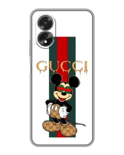 Чехол для OPPO A17 с картинкой «Микки Маус Gucci — полосы»
