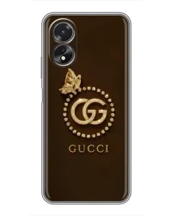Чехол для OPPO A17 с картинкой «Gucci — золотая бабочка»