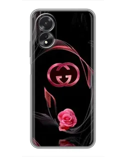 Чехол для OPPO A17 с картинкой «Gucci — неоновая роза»