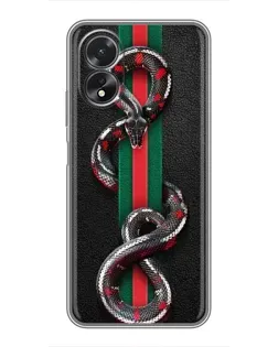 Чехол для OPPO A17 с картинкой «Gucci — змея на полосе» Чехол для OPPO A17 с картинкой «Gucci — змея на полосе»