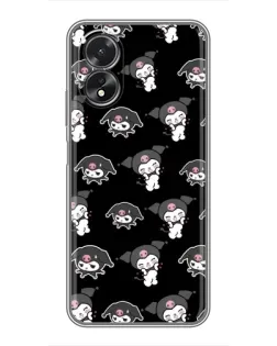Чехол для OPPO A17 с картинкой «Черный паттерн Kuromi»