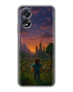 Чехол для OPPO A17 с картинкой «Стив у башни»
