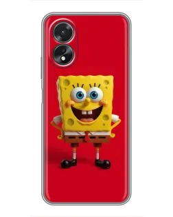 Чехол для OPPO A17 с картинкой «Спанч Боб на красном»