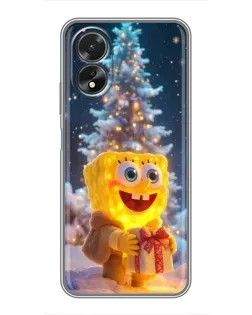 Чехол для OPPO A17 с картинкой «Рождественский Спанч Боб»