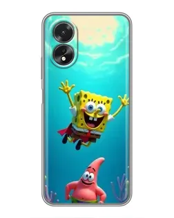 Чехол для OPPO A17 с картинкой «Спанч Боб под водой»