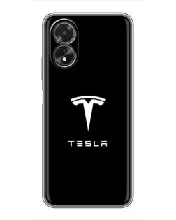 Чехол для OPPO A17 с картинкой «Tesla White Logo»