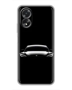 Чехол для OPPO A17 с картинкой «Фары Tesla Night»