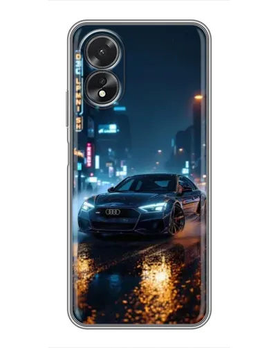 Чехол для OPPO A17 с картинкой «Ночной город и Audi»