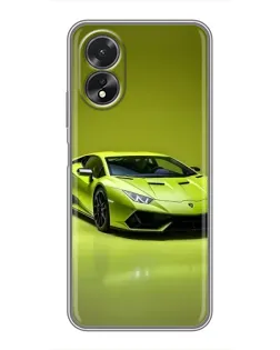 Чехол для OPPO A17 с картинкой «Салатовый Lamborghini Huracan»