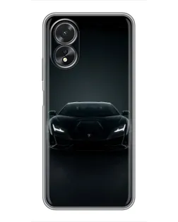Чехол для OPPO A17 с картинкой «Черный Lamborghini Aventador»